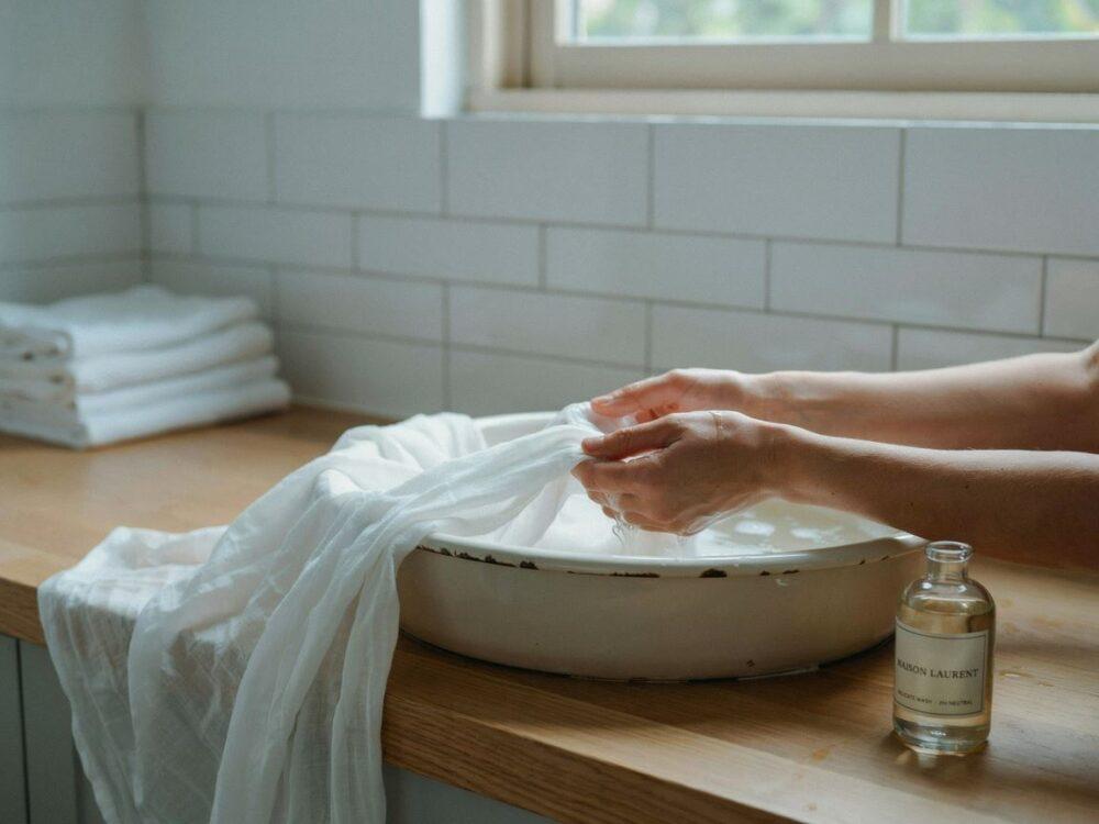 firanka z woalu na sznurku