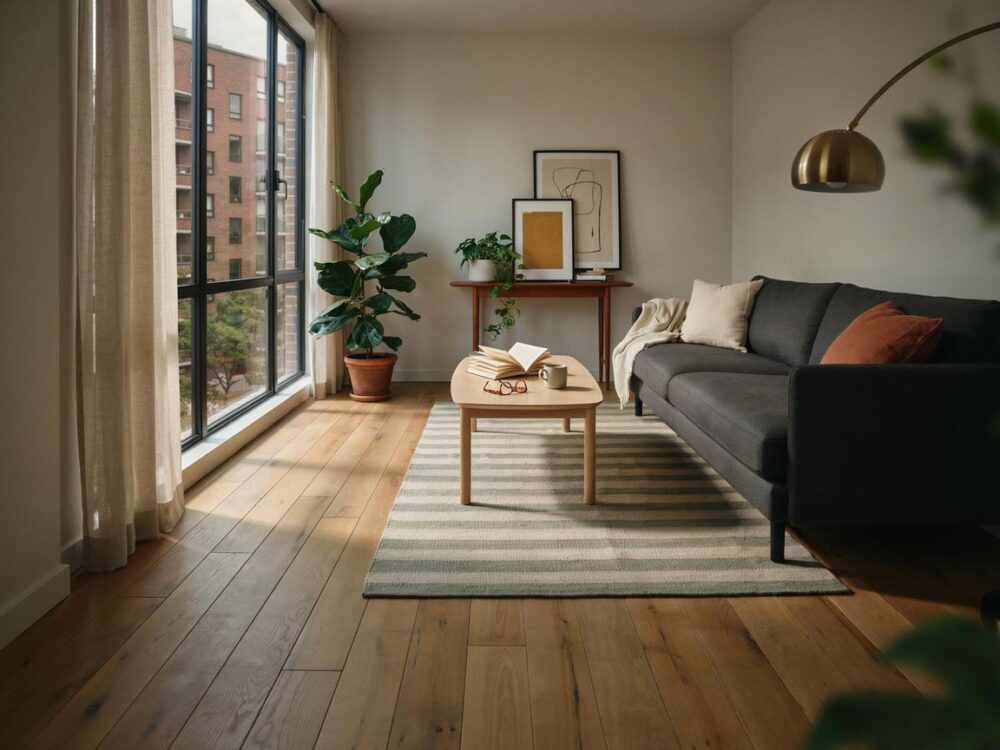 komfortowa sofa w salonie mieszkalnym